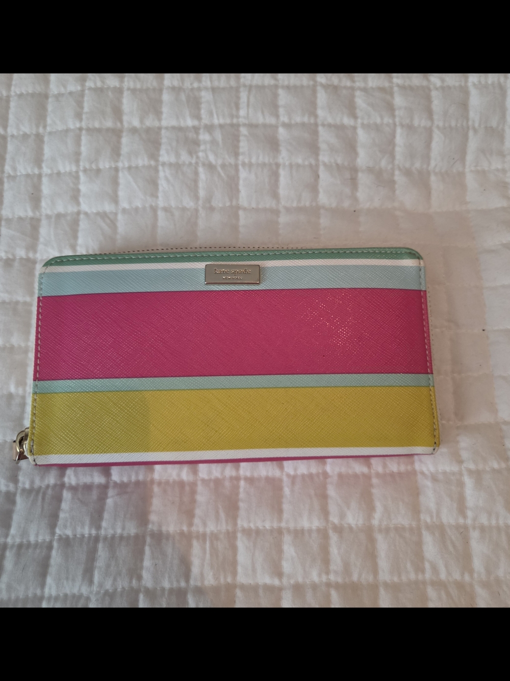Kate Spade Multi Colored Stripe Zip Wallet